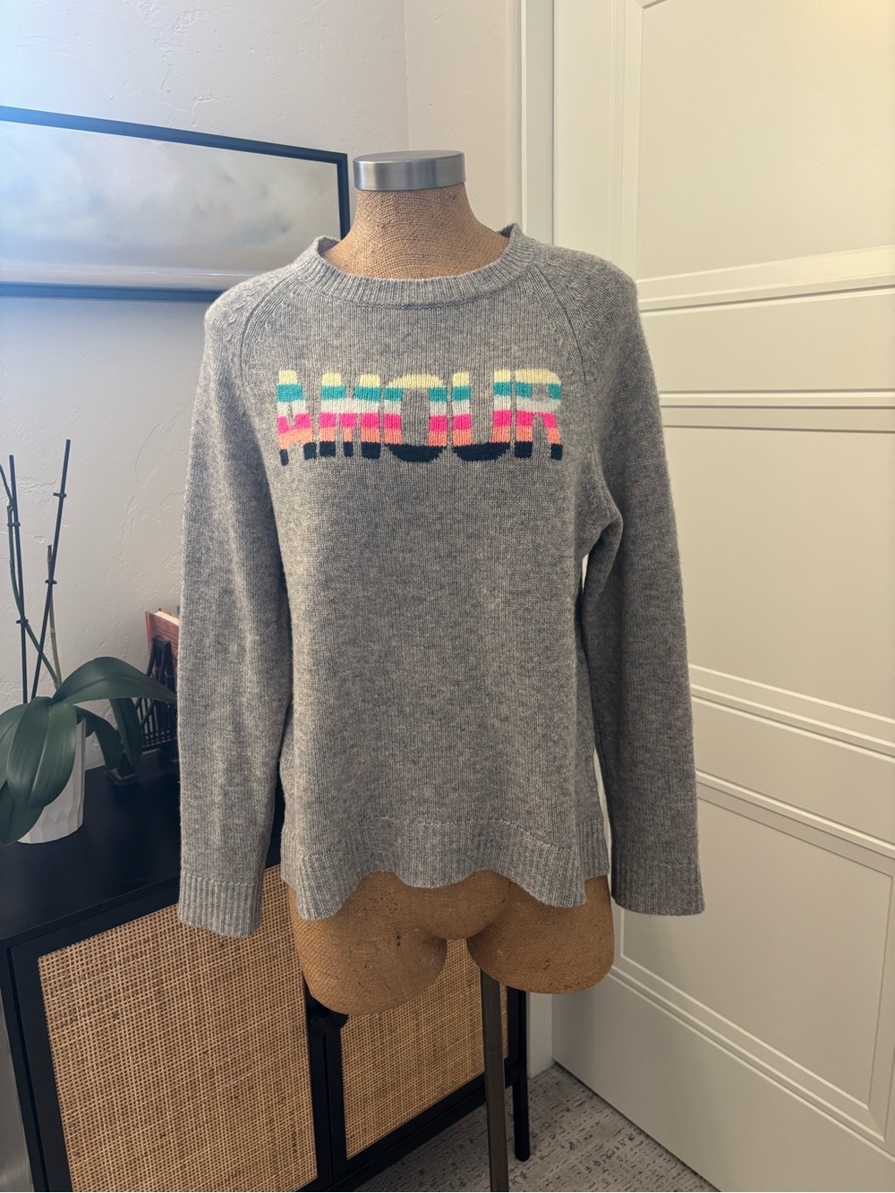 Zadig & Voltaire Gray 'Amour' Cashmere Crewneck Sweater